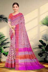 Block Printed Zari Tussar Saree