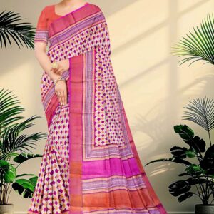 Block Printed Zari Tussar Saree