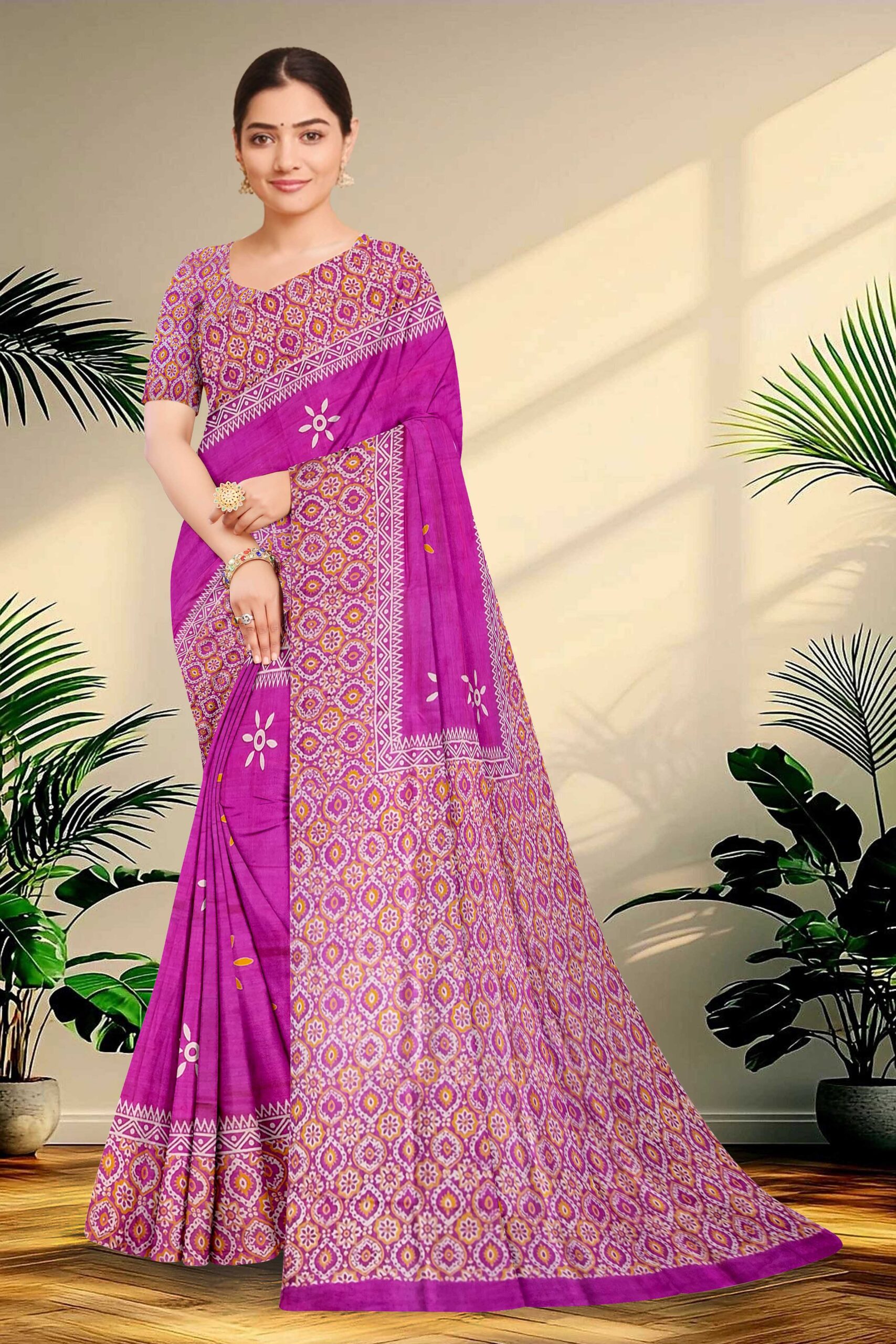 Hand block printed Pure Silk