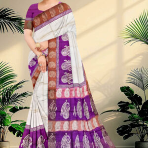 Block Printed Zari Tussar Saree