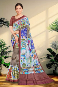 Hand Paint Tussar Silk