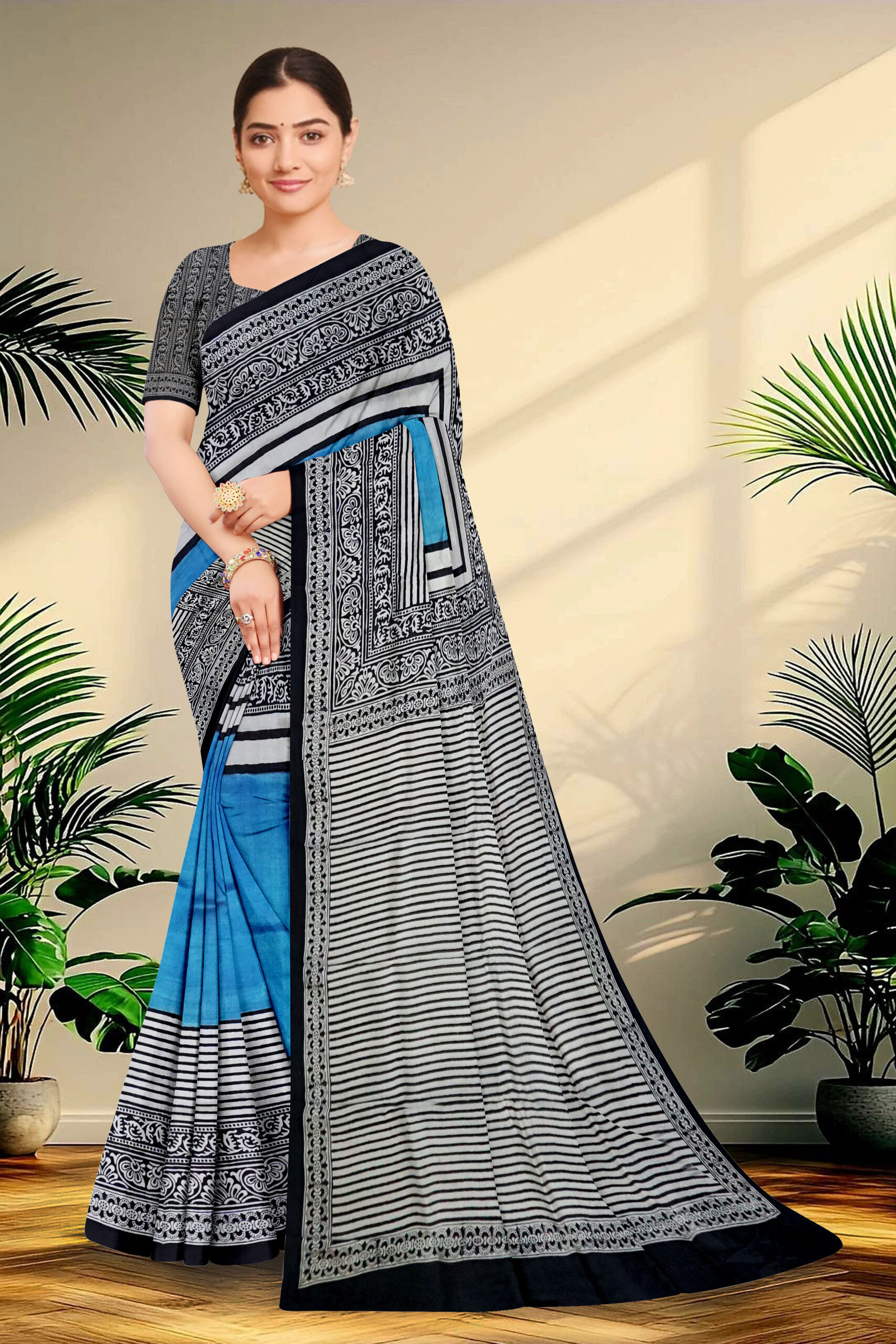 Hand block printed Pure Silk