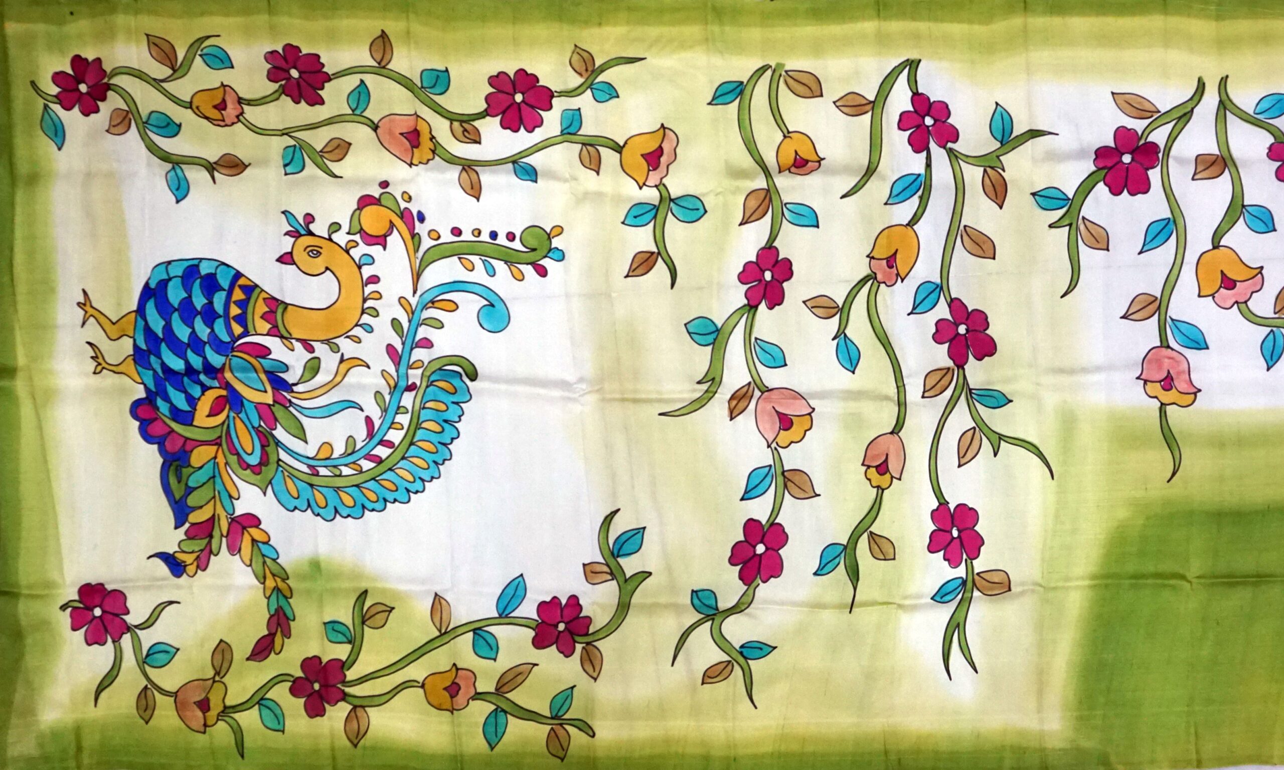 Pure Silk Sarees Hand Painted - Image 4