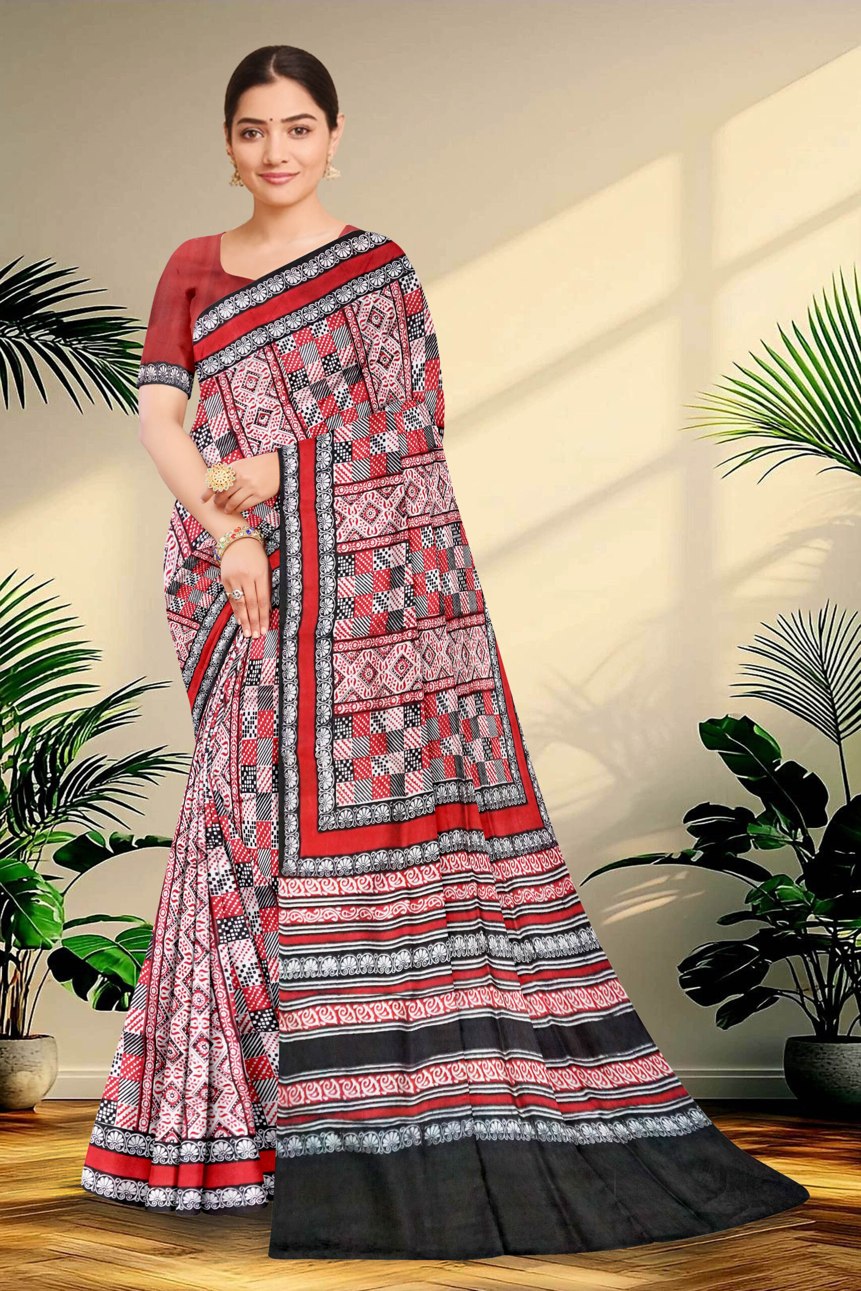 Hand block printed Pure Silk