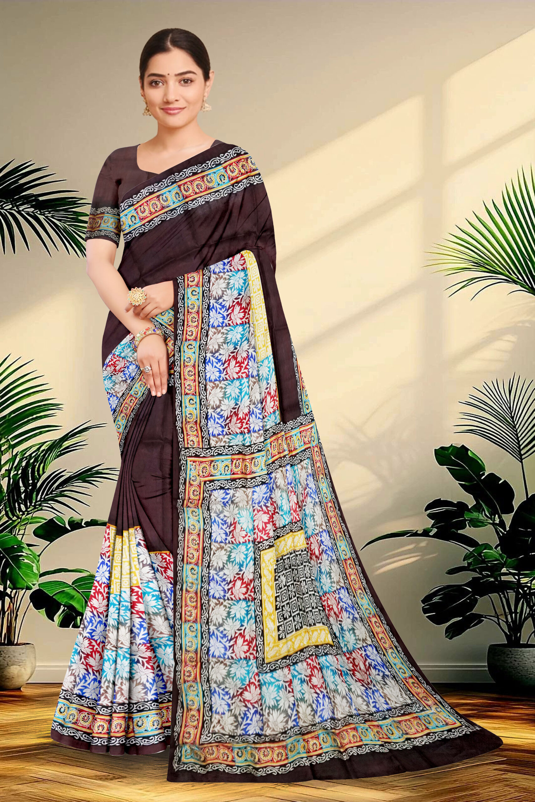 Hand block printed Pure Silk