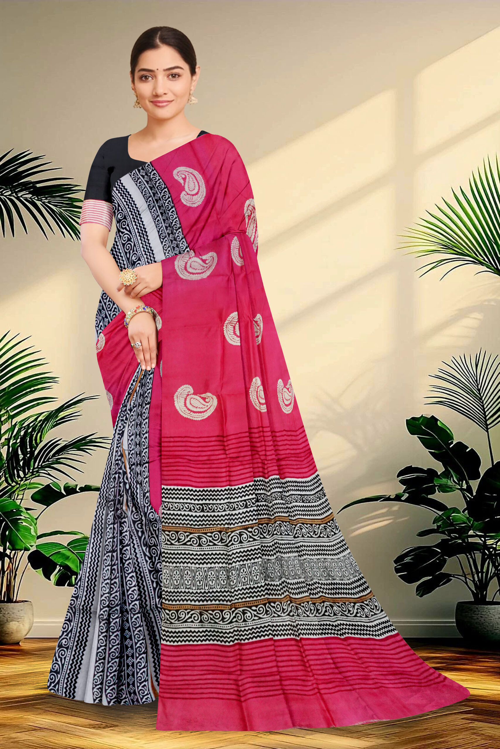 Hand block printed Pure Silk