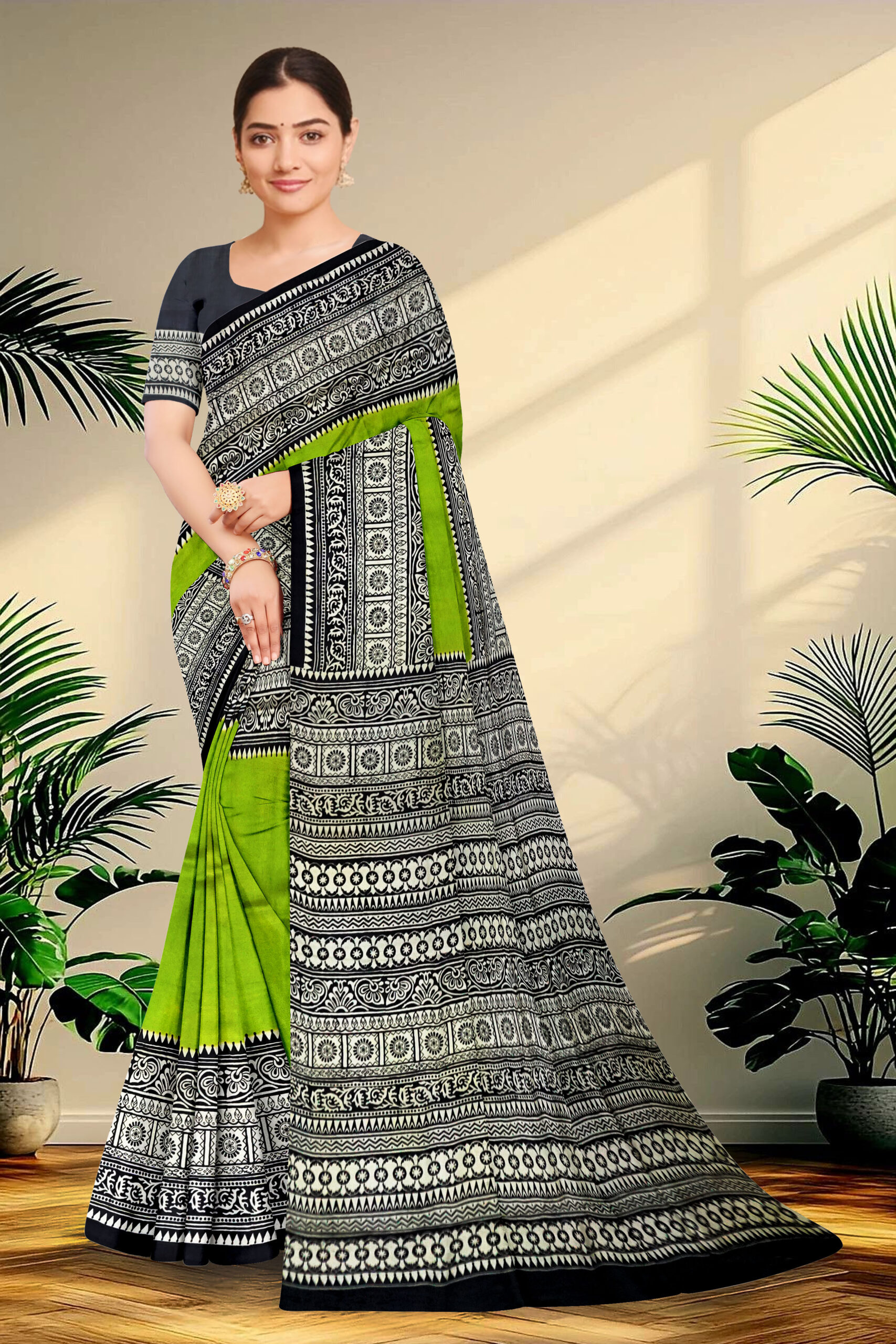 Hand block printed Pure Silk