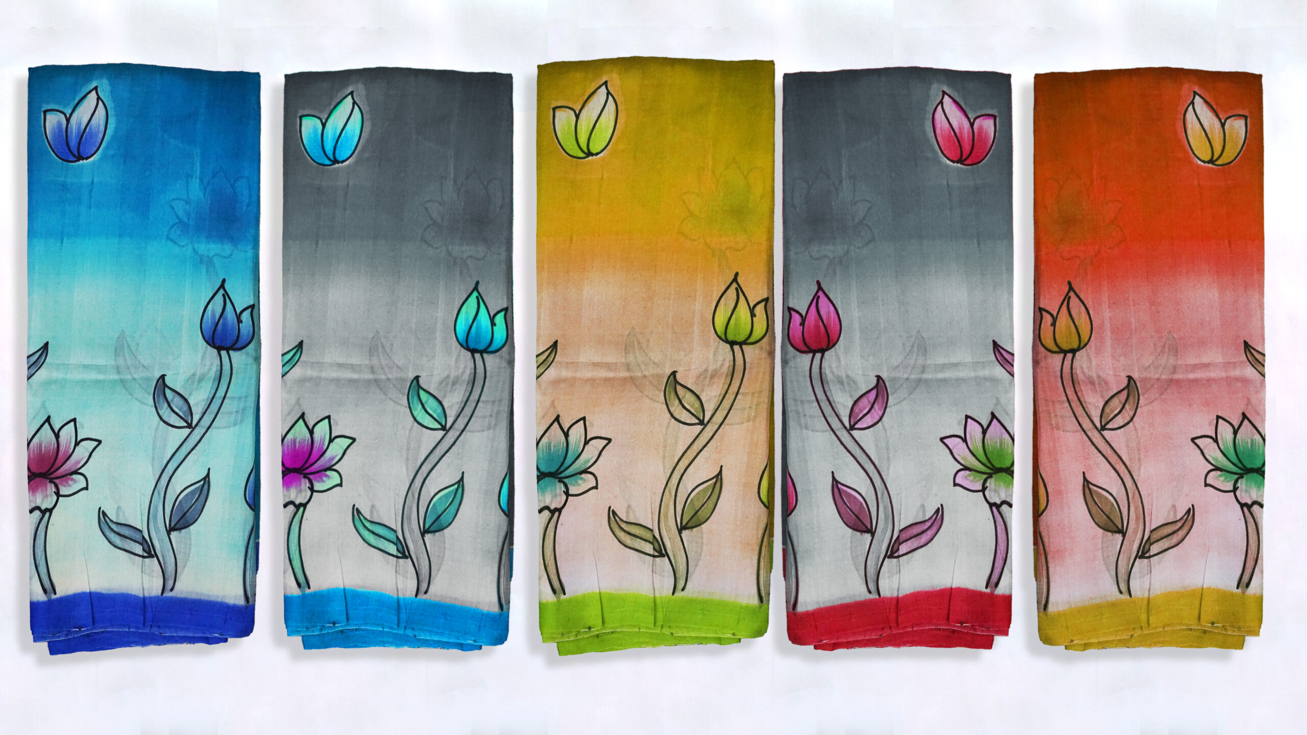 Pure Silk Sarees Hand Painted - Image 3