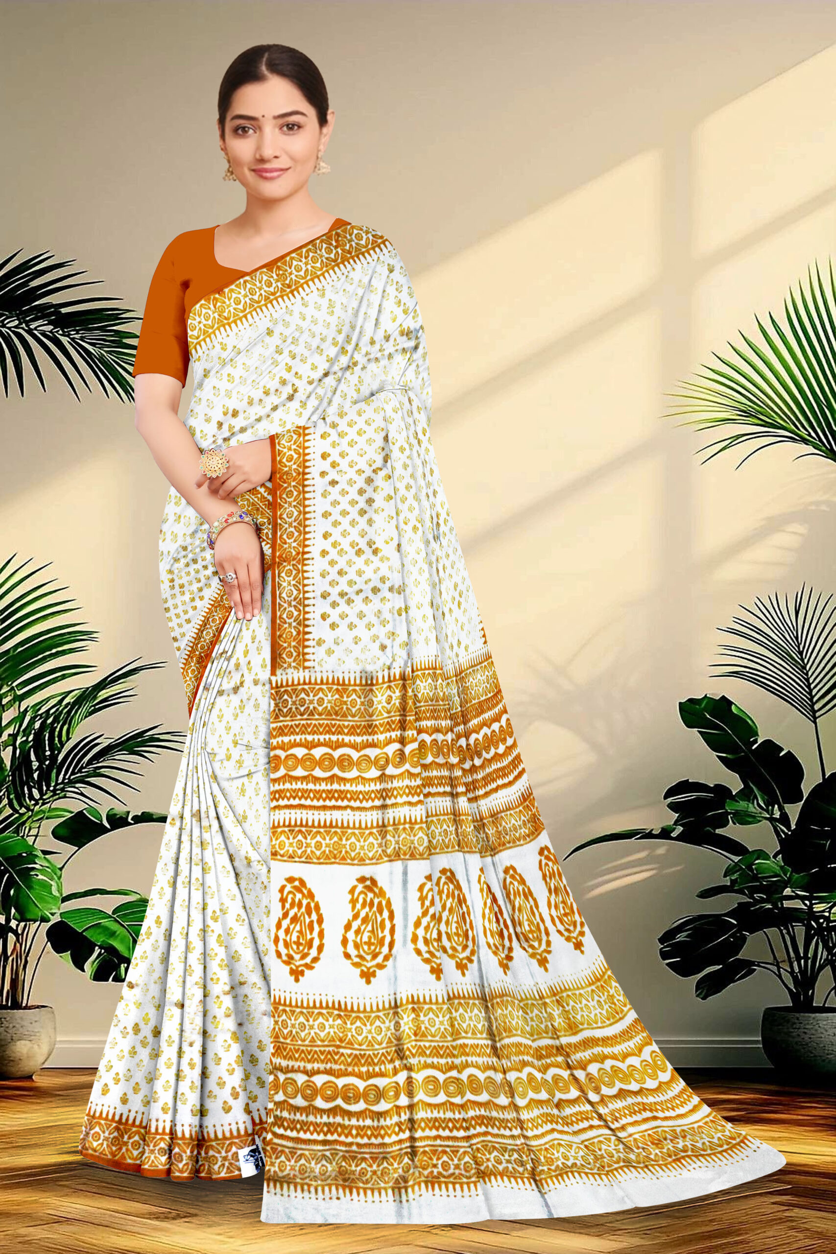 Hand block printed Pure Silk