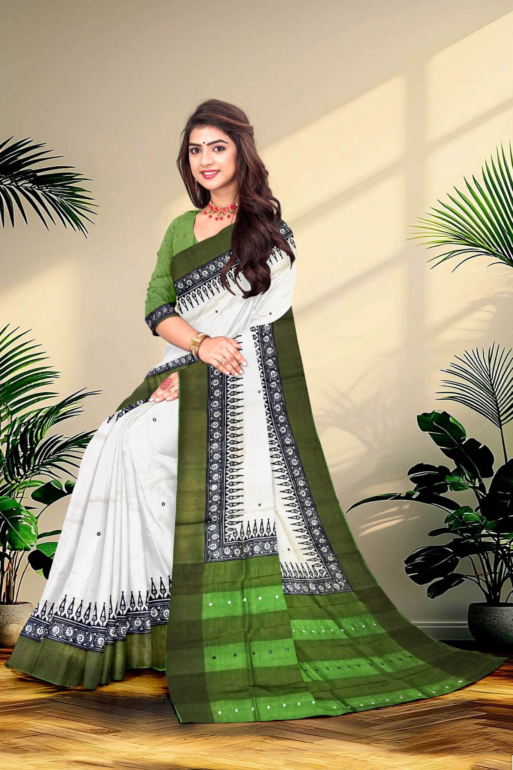 Embroidery Tussar Saree - Image 3