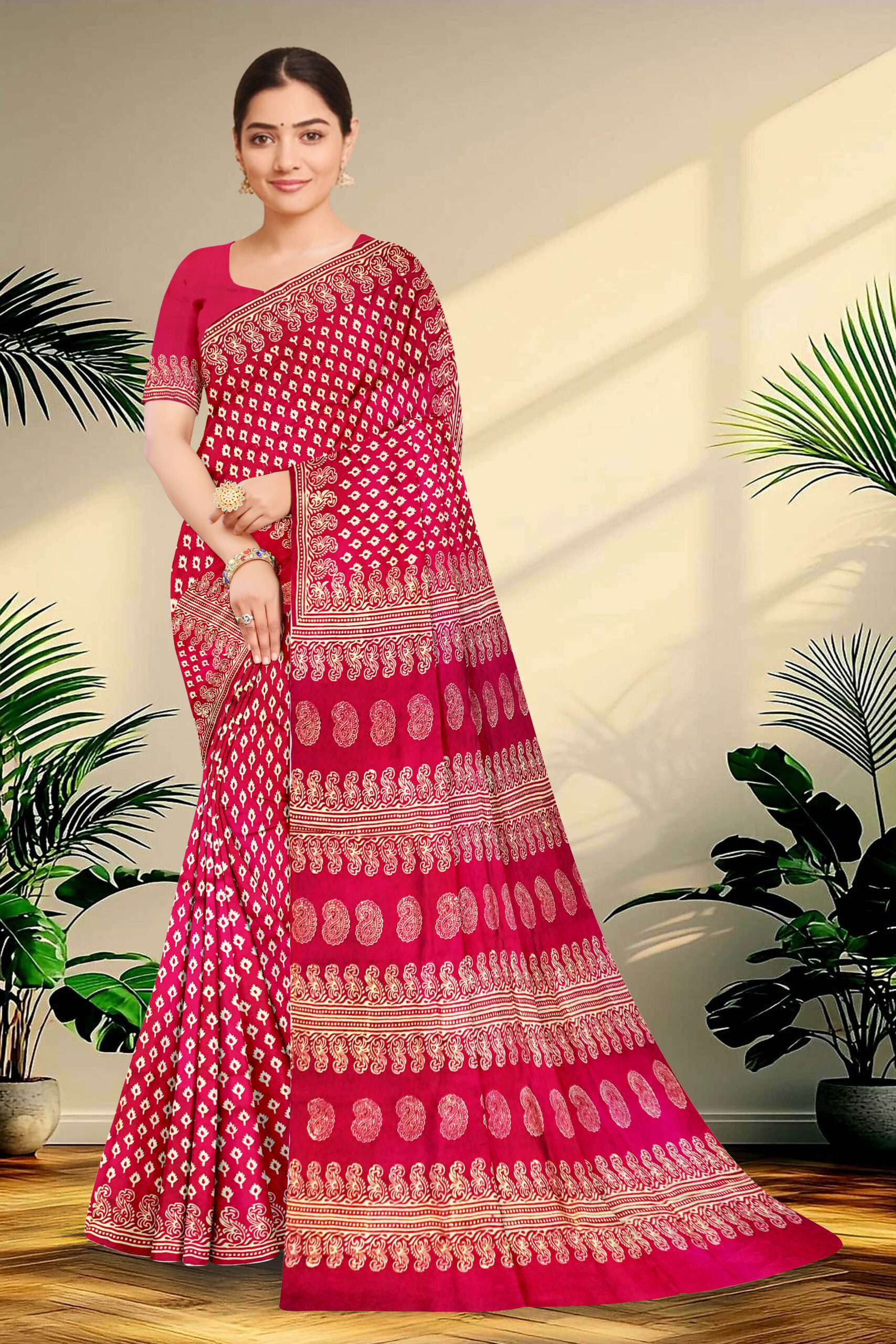 Hand block printed Pure Silk