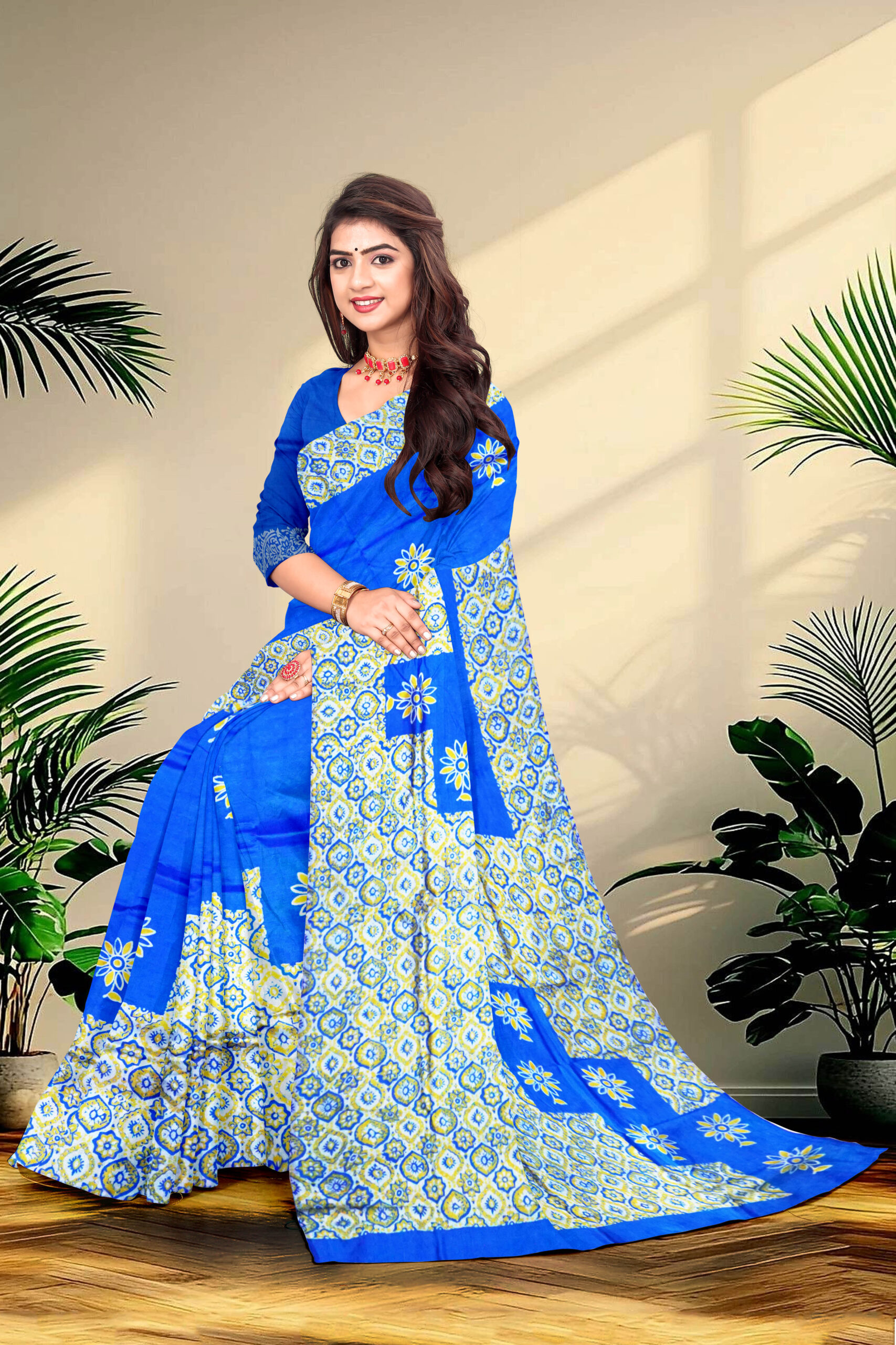 Hand block printed Katan Pure Silk - Image 3