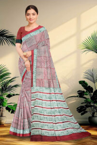 Hand block printed Pure Silk