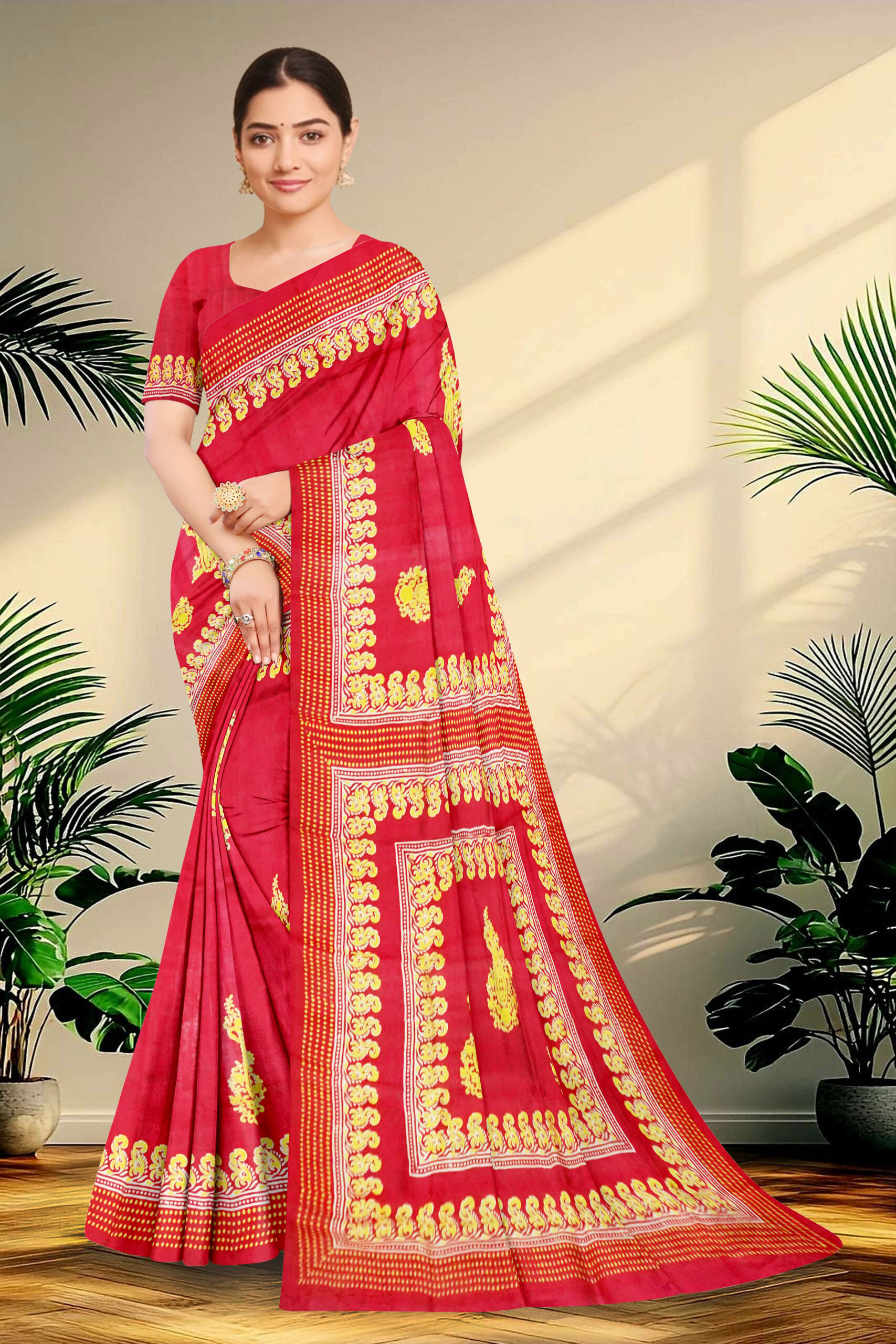 Hand block printed Pure Silk