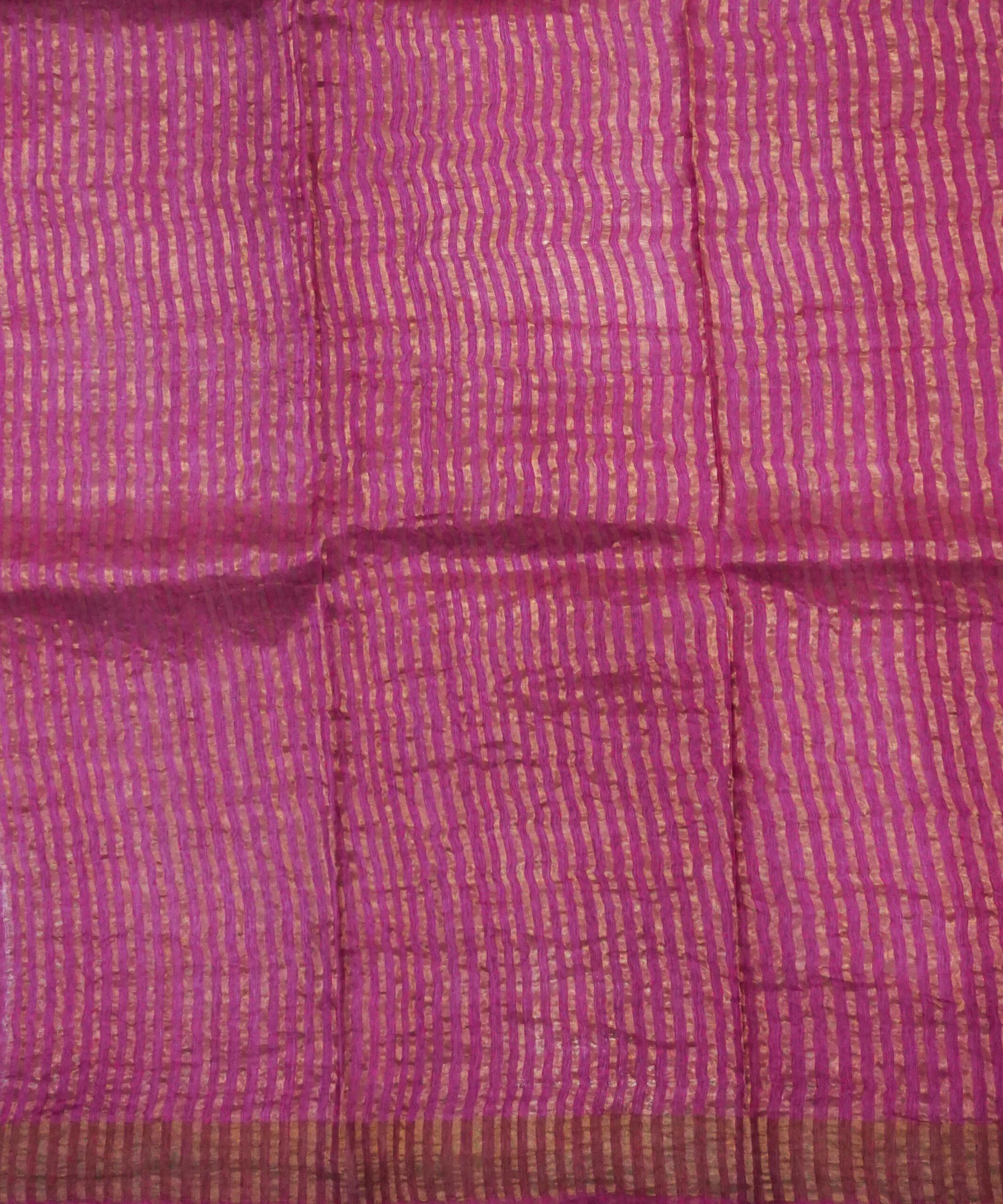 Block Printed Zari Tussar Saree - Image 5