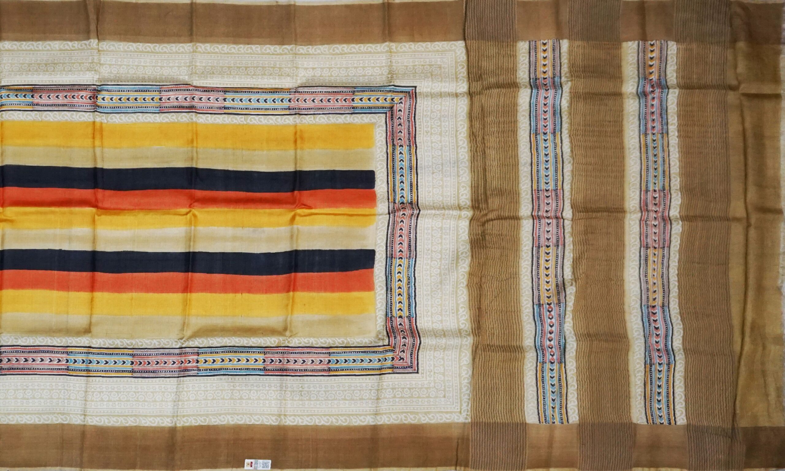 Block Printed Zari Tussar Saree - Image 4