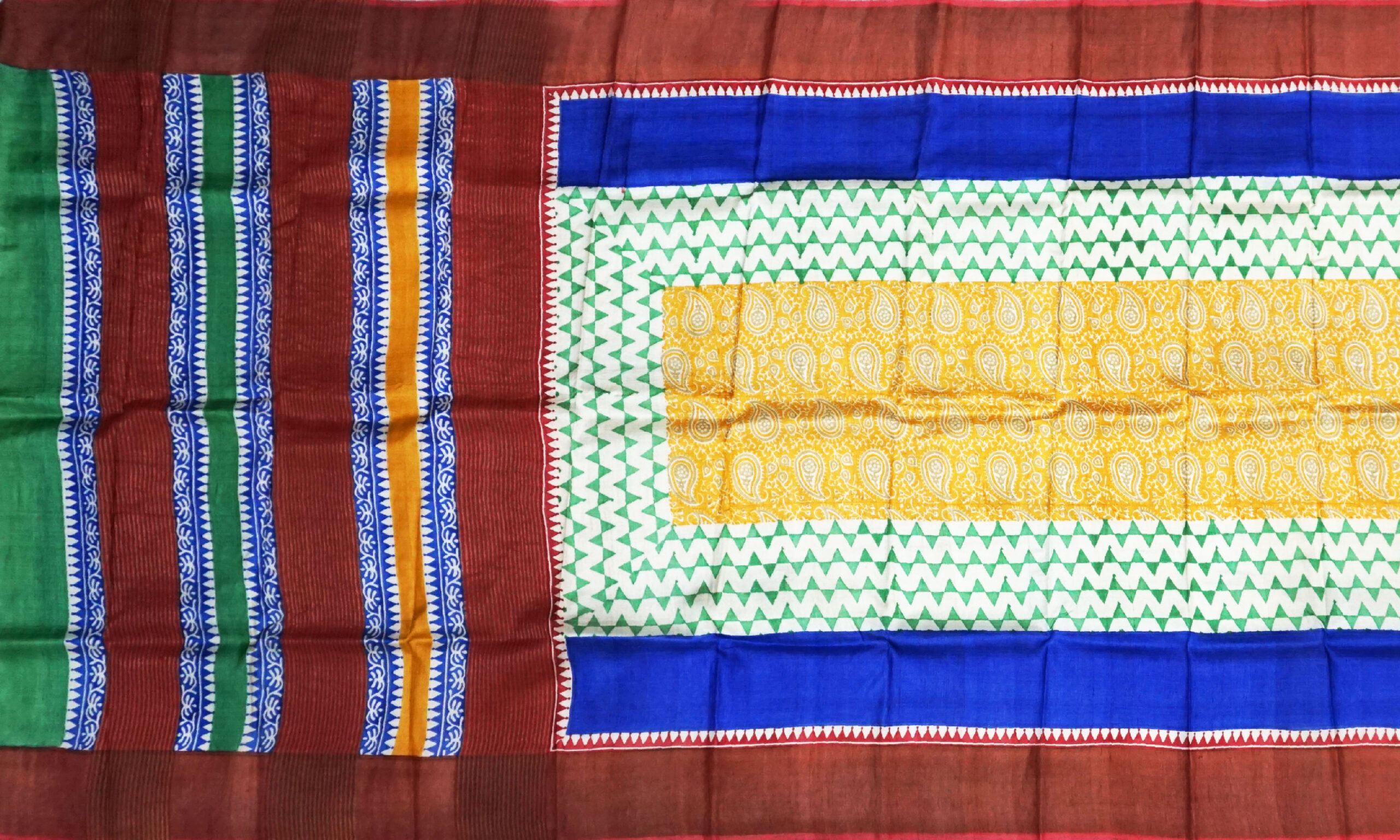 Block Printed Zari Tussar Saree - Image 2