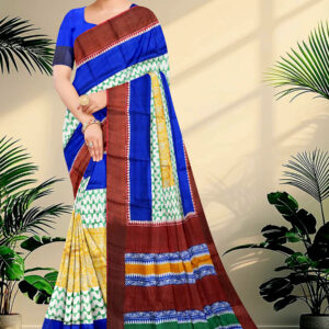 Block Printed Zari Tussar Saree