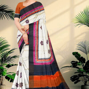 Block Printed Zari Tussar Saree
