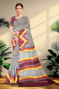 Block Printed Zari Tussar Saree