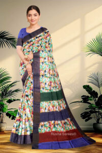 Block Printed Zari Tussar Saree