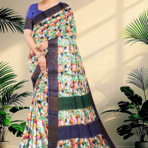 Block Printed Zari Tussar Saree