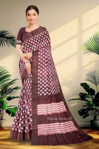 Block Printed Zari Tussar Saree