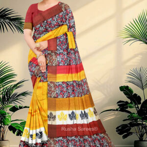 Block Printed Zari Tussar Saree
