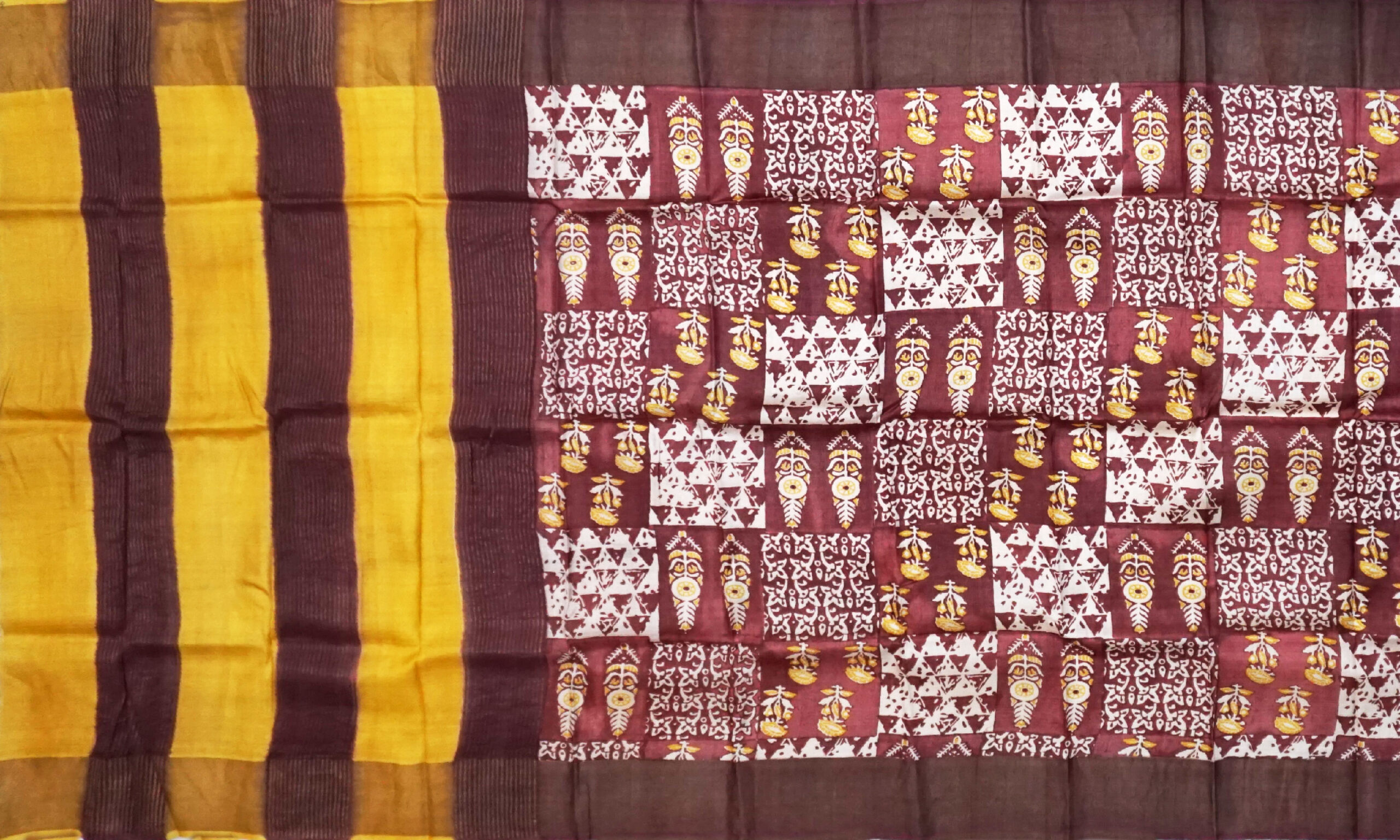 Block Printed Zari Tussar Saree - Image 2