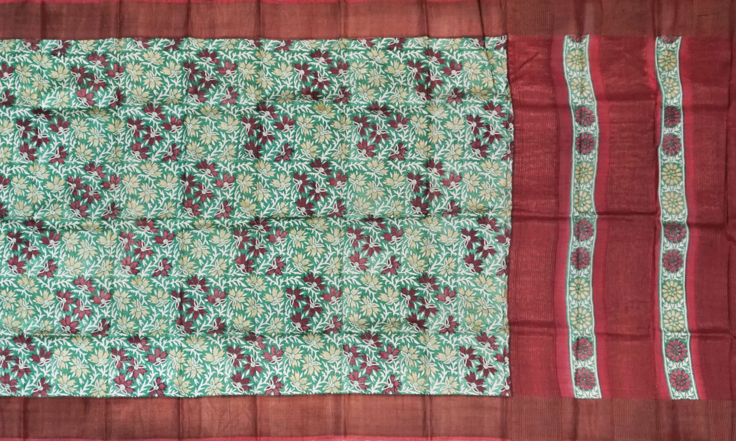 Block Printed Zari Tussar Saree - Image 5