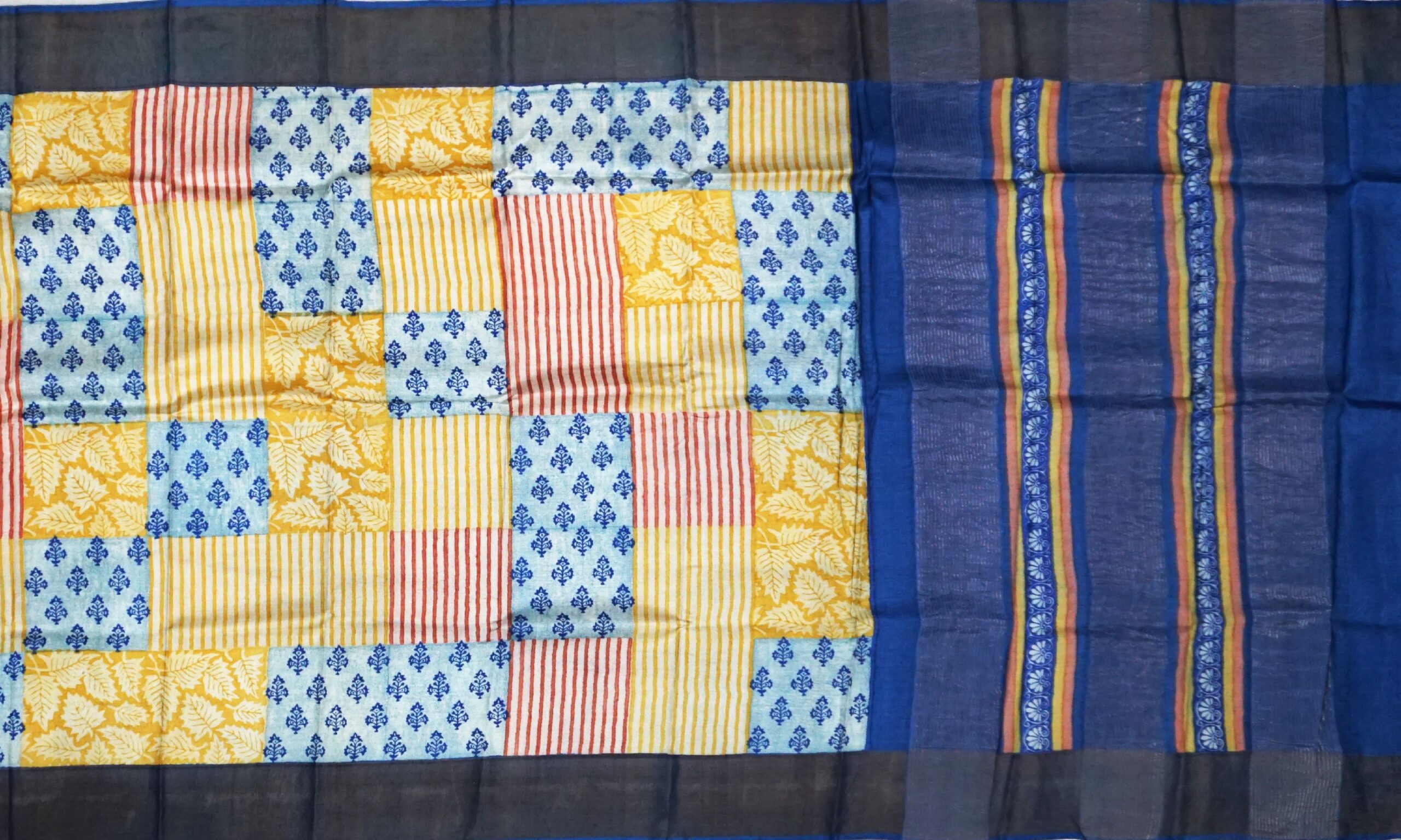 Block Printed Zari Tussar Saree - Image 2
