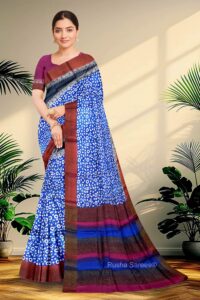 Block Printed Zari Tussar Saree