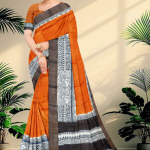 Block Printed Zari Tussar Saree