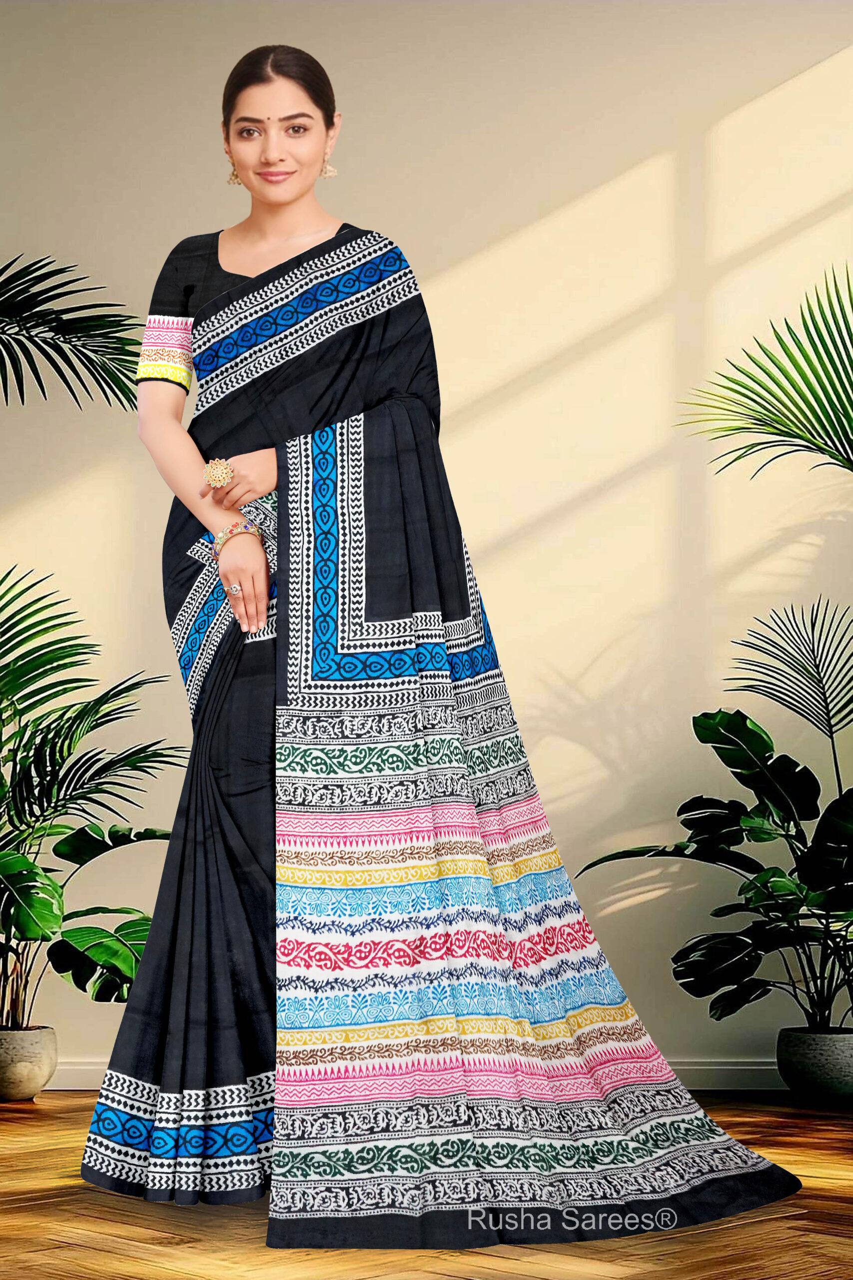 Hand block printed Pure Silk