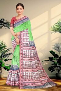 Block Printed Zari Tussar Saree