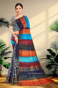 Block Printed Zari Tussar Saree