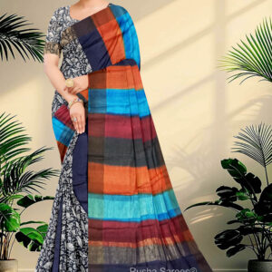 Block Printed Zari Tussar Saree