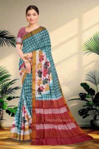 Block Printed Zari Tussar Saree