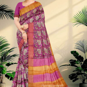 Block Printed Zari Tussar Saree