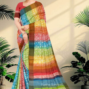Block Printed Zari Tussar Saree