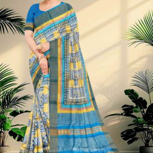 Block Printed Zari Tussar Saree