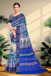 Block Printed Zari Tussar Saree