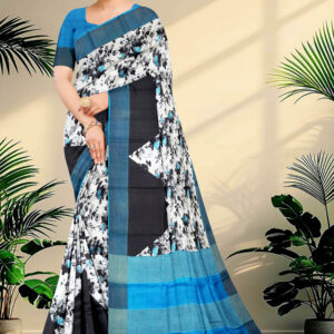 Block Printed Zari Tussar Saree