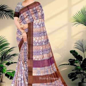 Block Printed Zari Tussar Saree