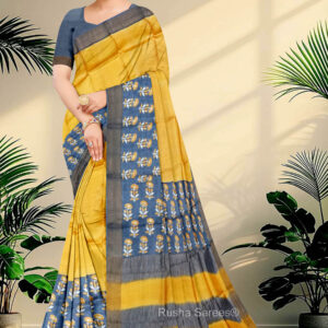 Block Printed Zari Tussar Saree
