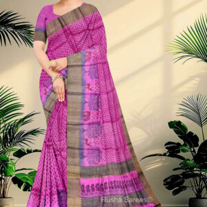 Block Printed Zari Tussar Saree