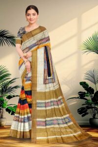 Block Printed Zari Tussar Saree