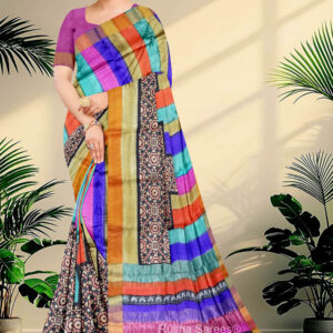 Block Printed Zari Tussar Saree