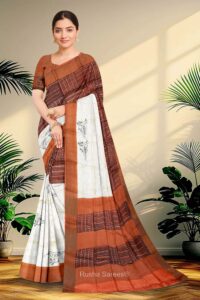 Block Printed Zari Tussar Saree