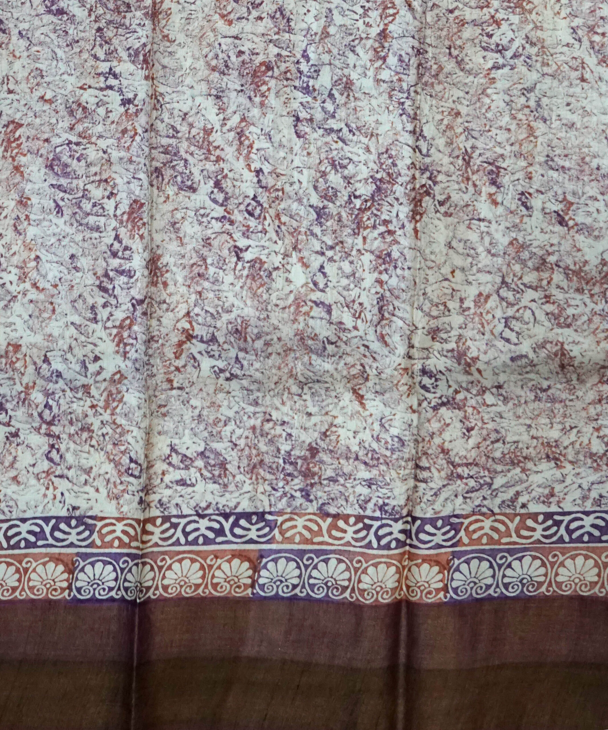 Block Printed Zari Tussar Saree - Image 5